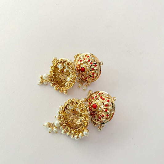 Coral Pearl Jadau Jhumka