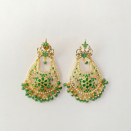 Green Gold Plated Chand Bali