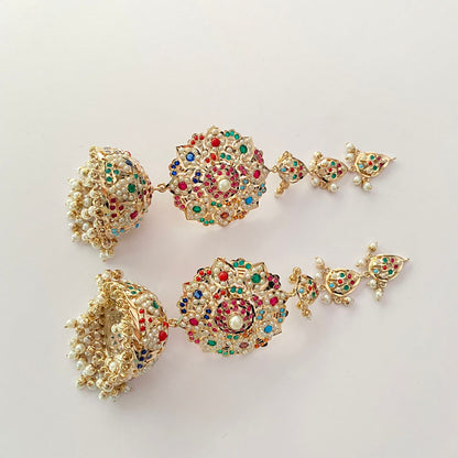 Multi Big Jadau Jhumka