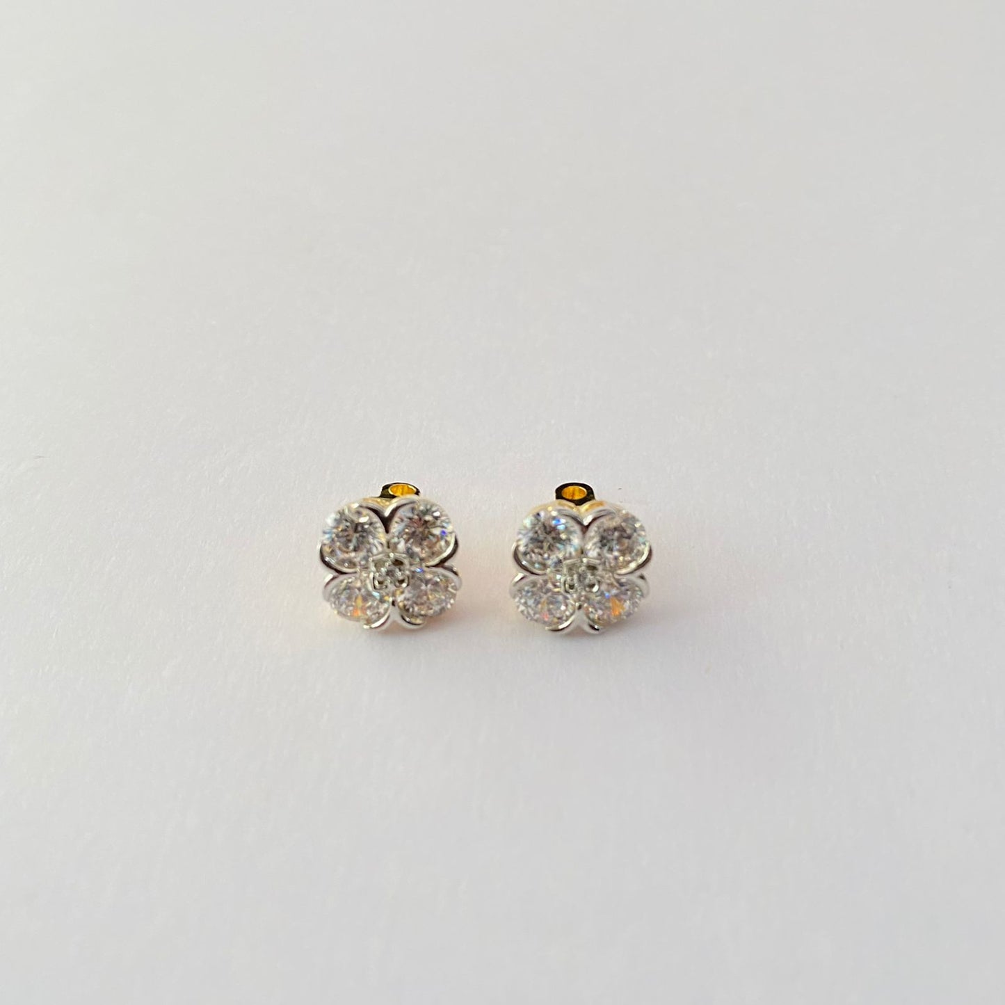 Gold Plated Four Diamond Cluster Back Screw Solitaire