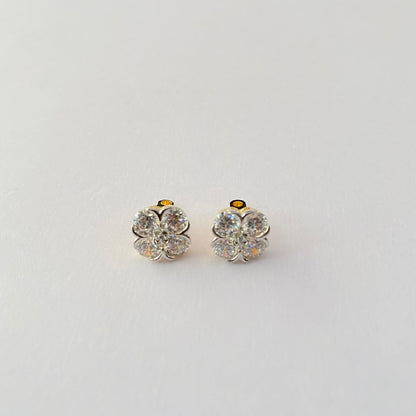 Gold Plated Four Diamond Cluster Back Screw Solitaire