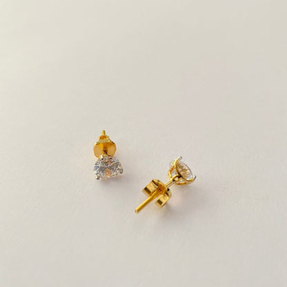 Single Stone Back Screw Gold Plated Solitaire