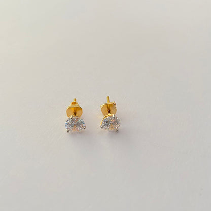Single Stone Back Screw Gold Plated Solitaire