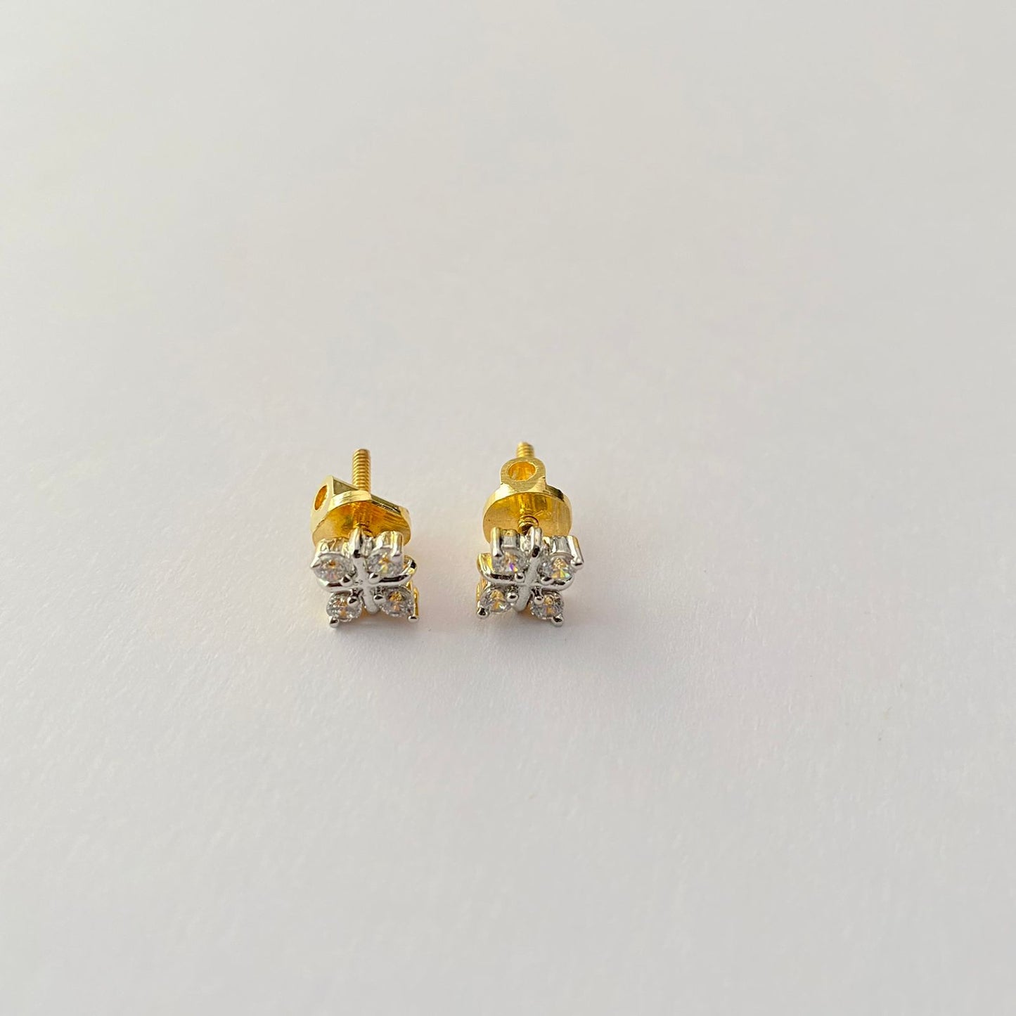 Minimal Elegance Diamond Gold Plated Four Studded with Back Screw Solitaire