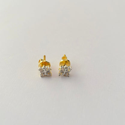 Minimal Elegance Diamond Gold Plated Four Studded with Back Screw Solitaire