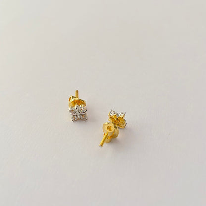 Minimal Elegance Diamond Gold Plated Four Studded with Back Screw Solitaire