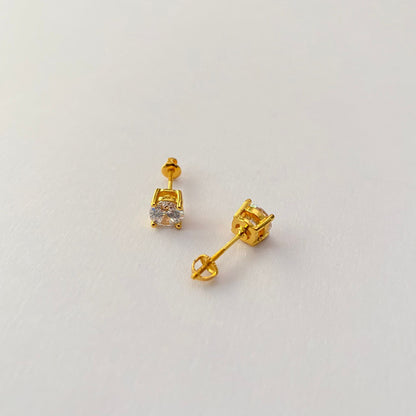 Single Stone with Square Framework Back Screw Solitaire