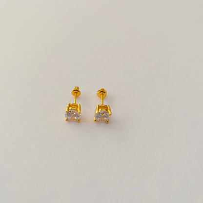 Single Stone with Square Framework Back Screw Solitaire
