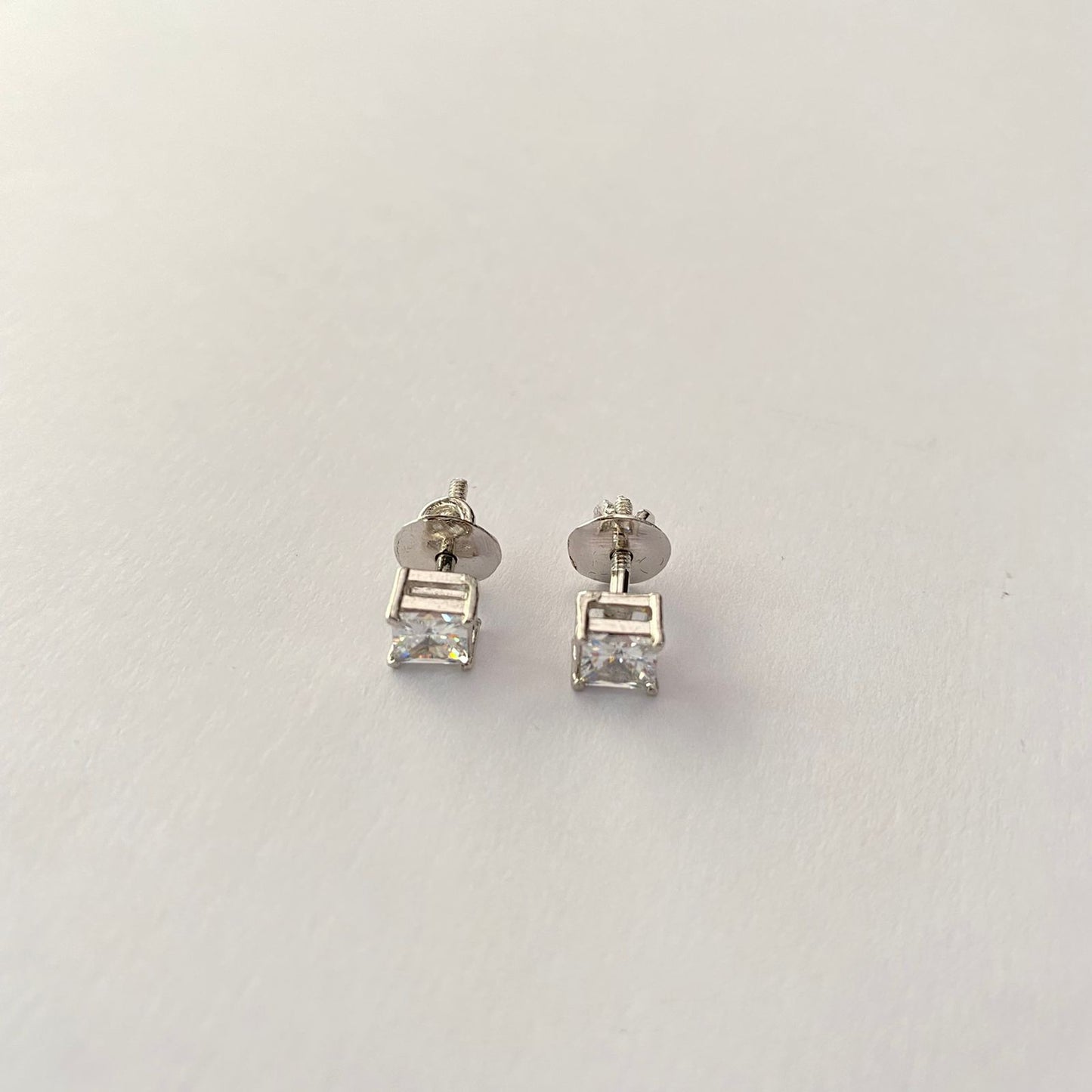 Square Shape Diamond Pure Silver 92.5 Stud