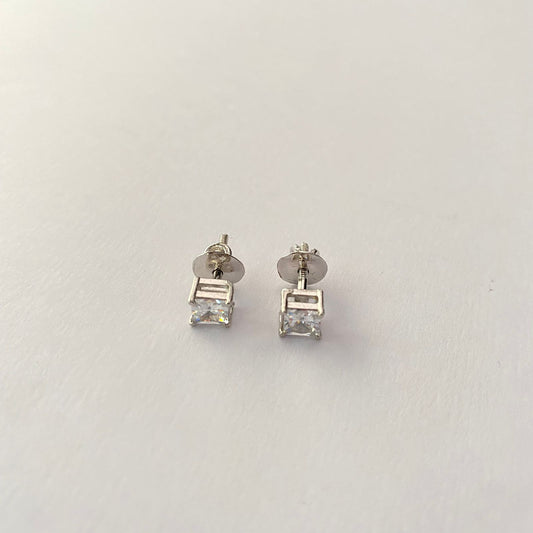 Square Shape Diamond Pure Silver 92.5 Stud