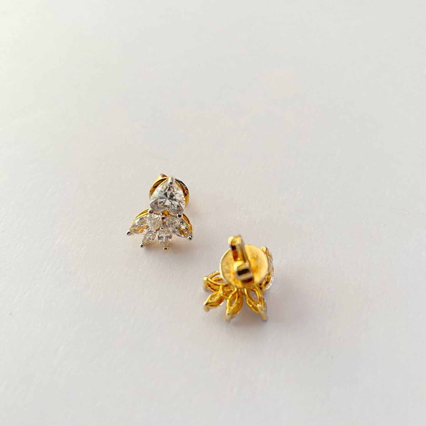 Gold Plated Teardrop Design Pure Silver 92.5 Stud