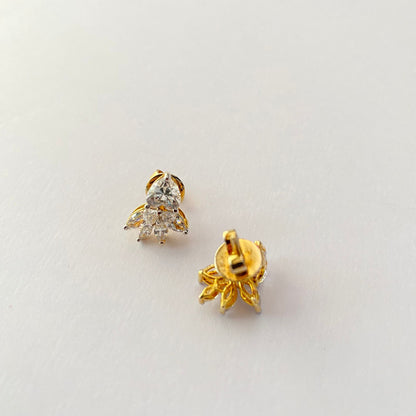 Gold Plated Teardrop Design Pure Silver 92.5 Stud