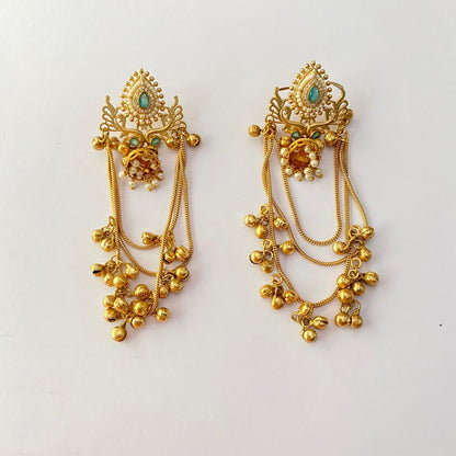 Aqua Gold Plated Kashmiri Jhumka Earring