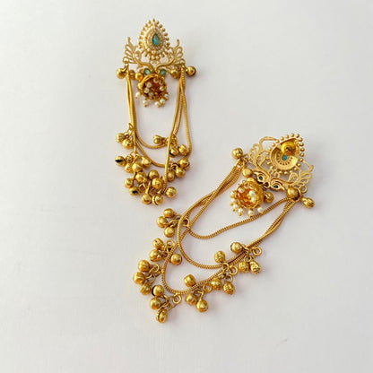 Aqua Gold Plated Kashmiri Jhumka Earring