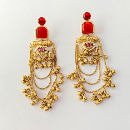Ruby Gold Plated Kashmiri Earring