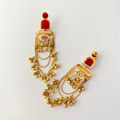 Ruby Gold Plated Kashmiri Earring