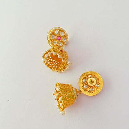 Ruby Kundan Gold Plated Jhumka Earring