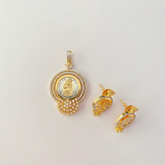 Round Shape Gini Gold Plated Pendant Set