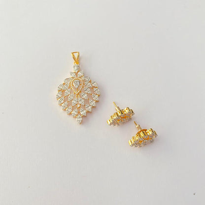 Diamond Gold Plated Pendant Set