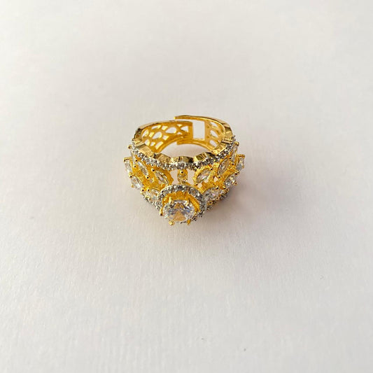 Cocktail Diamond Gold Plated Ring