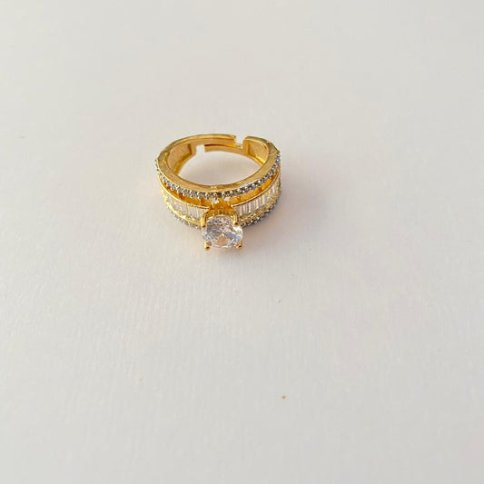 Gold Plated Single Stone Cocktail Ring