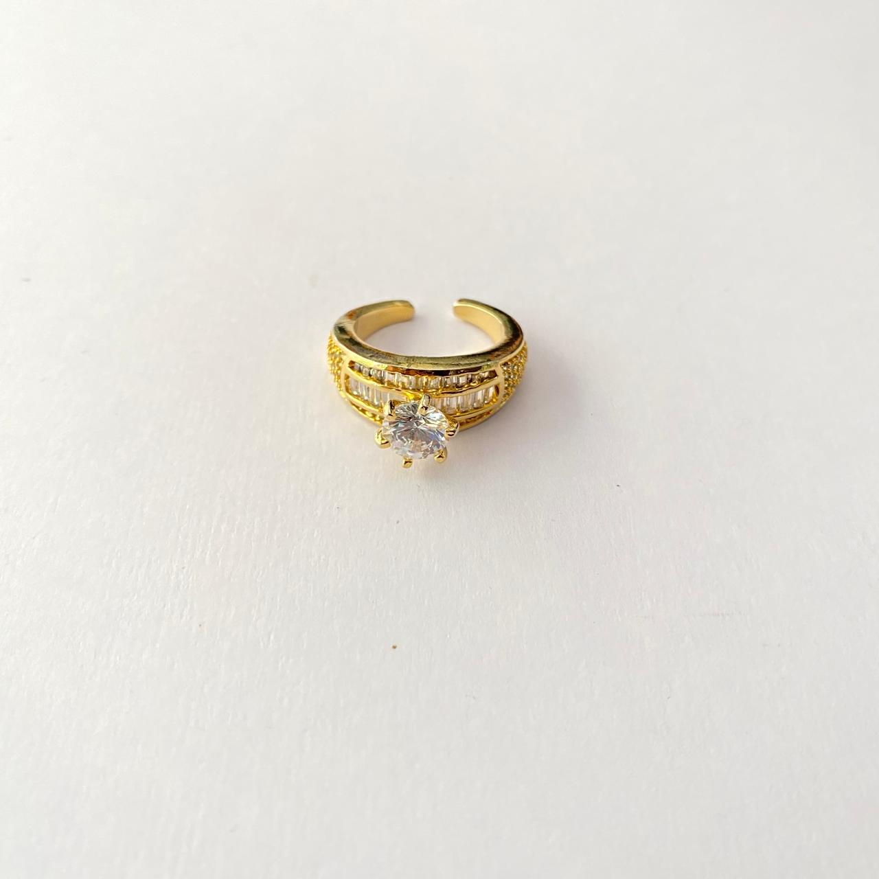 Single Stone Gold Plated Cocktail Ring