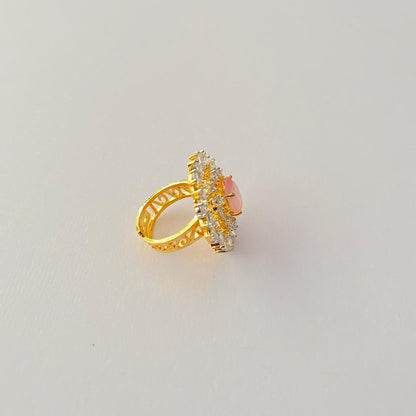 Peach Stone Gold Diamond Ring