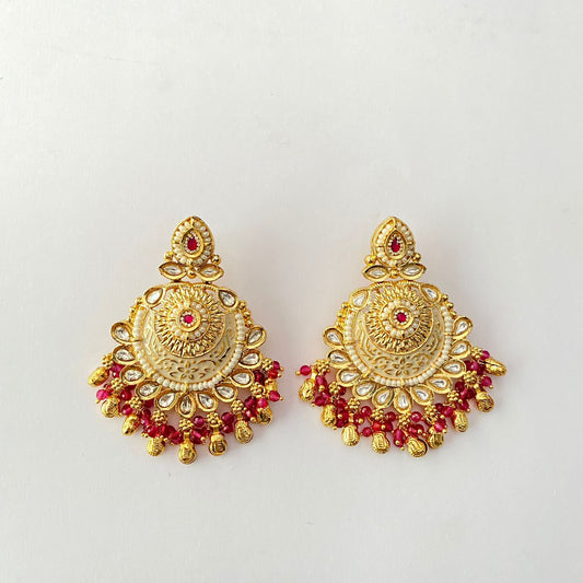 Gold Plated Ruby Earring