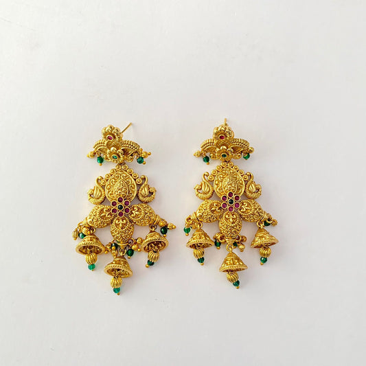 Gold Plated Drop Green Earring