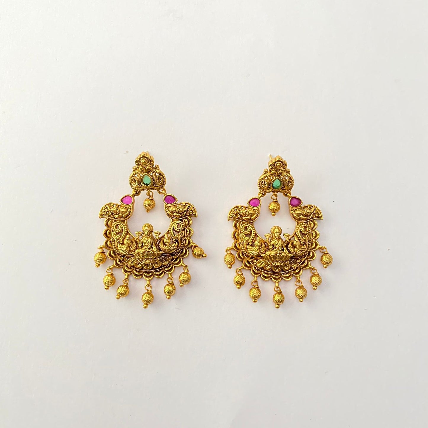 Laxmi Antique Gold Plated Chand Bali