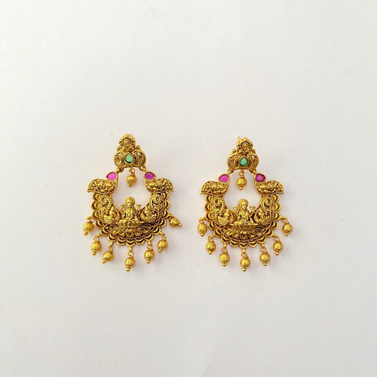 Laxmi Antique Gold Plated Chand Bali