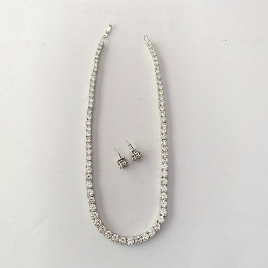 Single Line Diamond Necklace Set