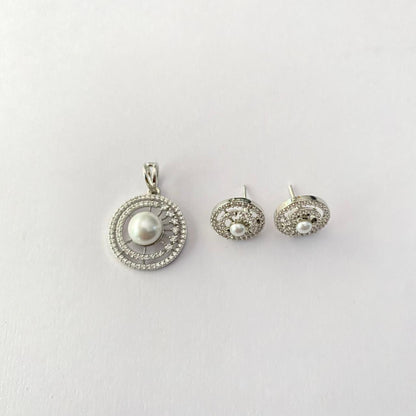Pearl Silver Plated Pendant Set