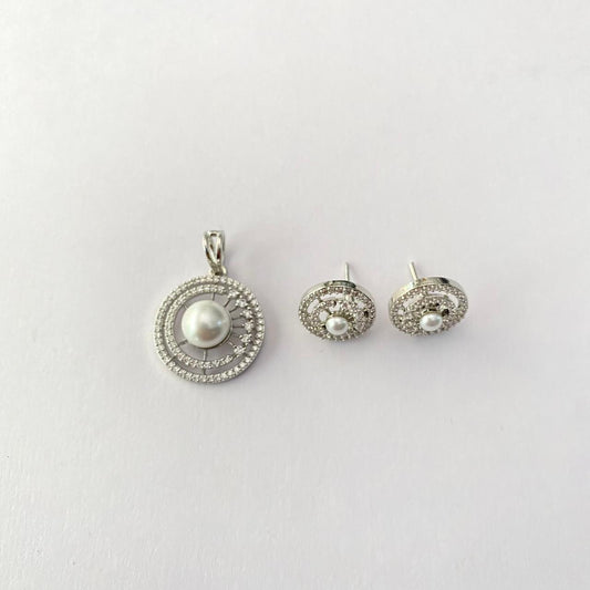 Pearl Silver Plated Pendant Set