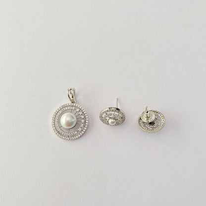 Pearl Silver Plated Pendant Set