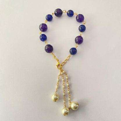 LUMBA RAKHI BLUE STONE WITH PEARL FOR WOMEN
