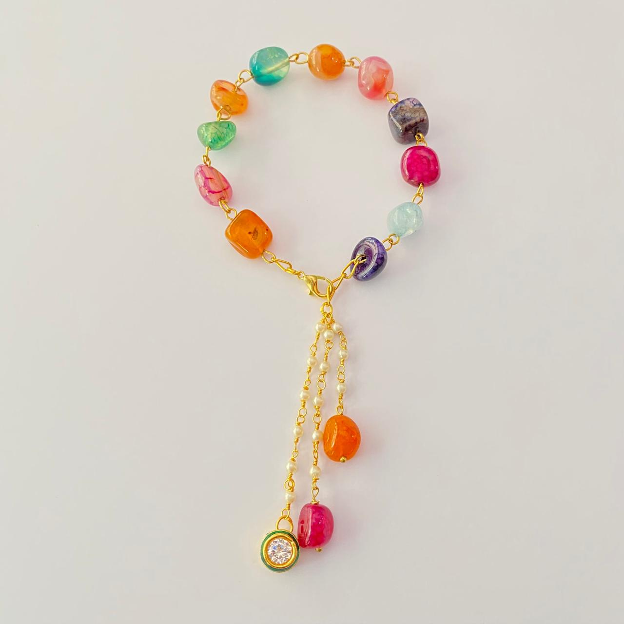 MULTI STONE LUMBA RAKHI FOR WOMEN