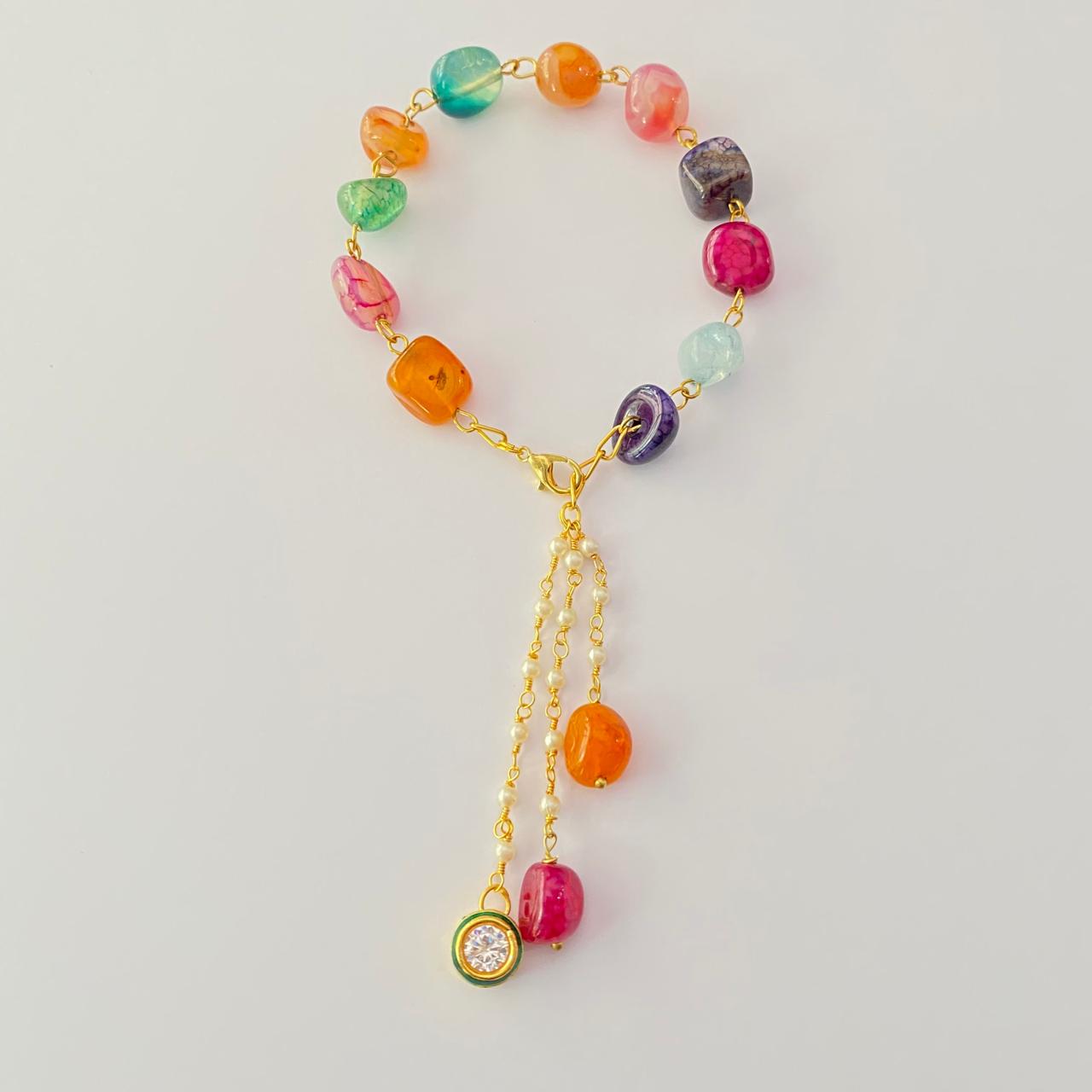 MULTI STONE LUMBA RAKHI FOR WOMEN