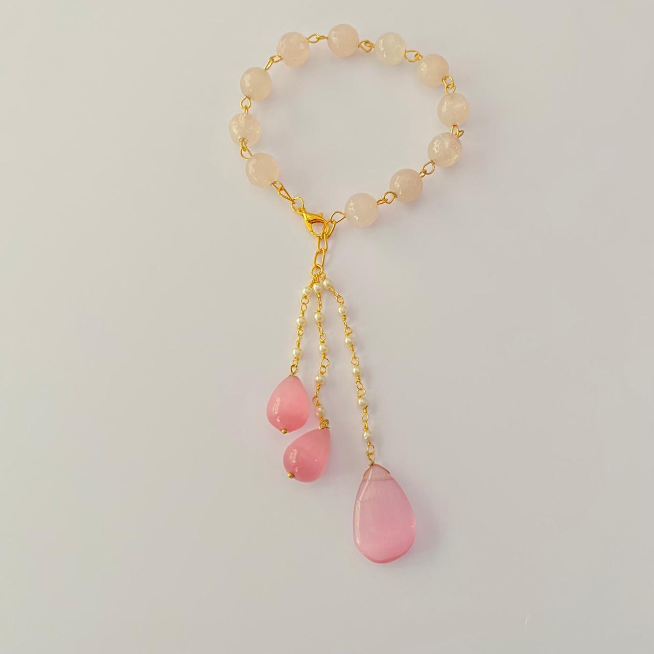 LUMBA RAKHI PINK DROP STONE FOR WOMEN