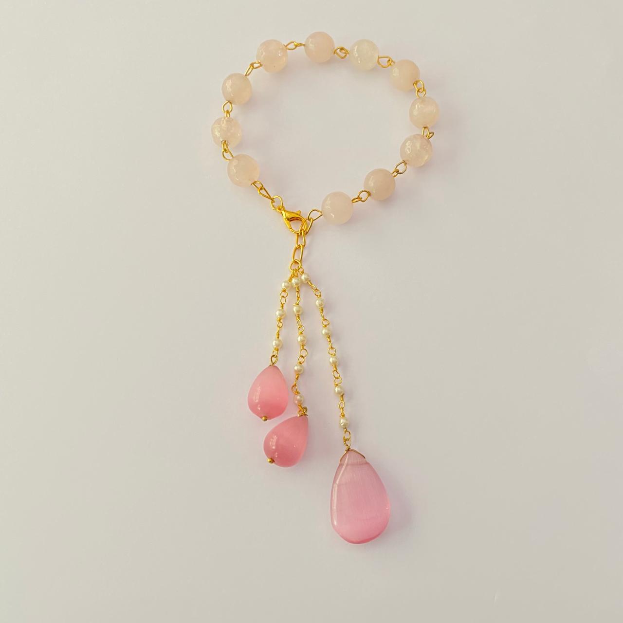 LUMBA RAKHI PINK DROP STONE FOR WOMEN