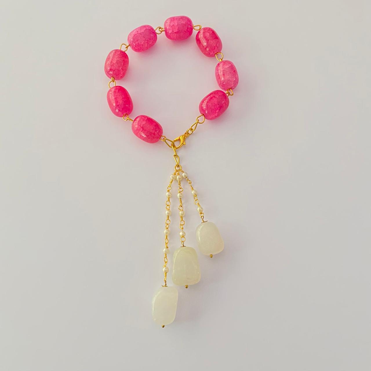 PINK STONE LUMBA RAKHI FOR WOMEN