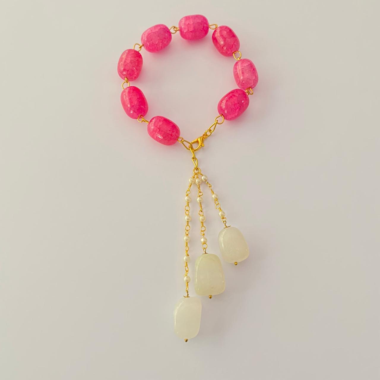 PINK STONE LUMBA RAKHI FOR WOMEN