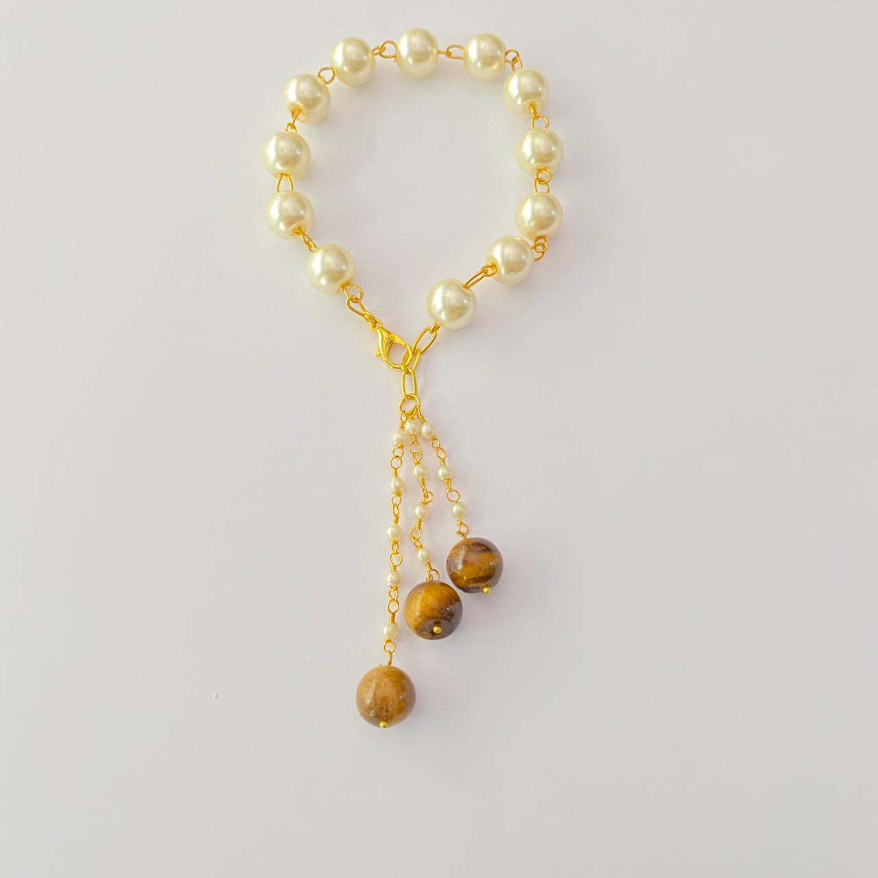 LUMBA RAKHI PEARL WITH BROWN STONE DROP FOR WOMEN