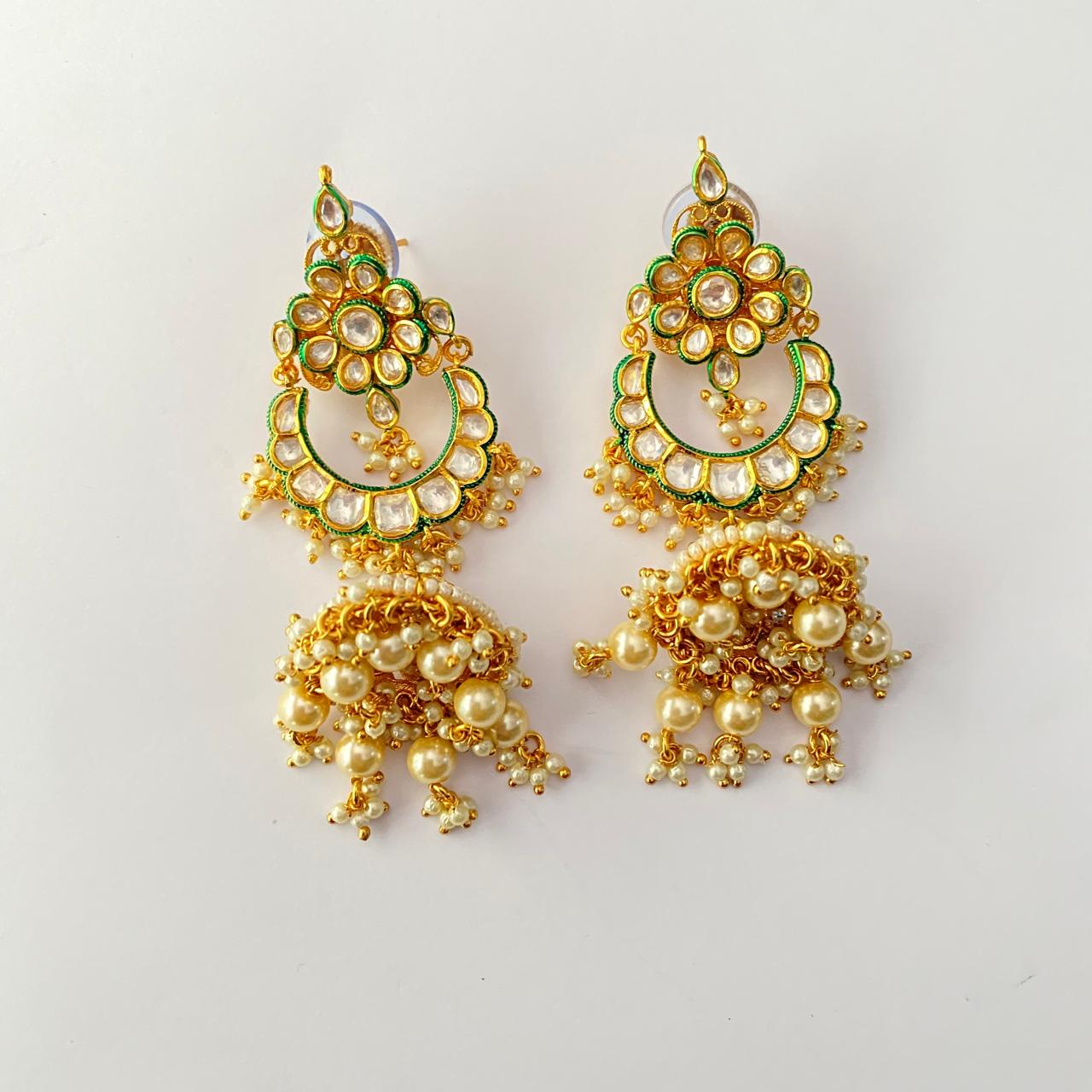 Kundan Gold Plated Chandbali Design with Jhumka Earring