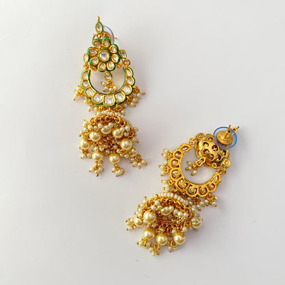 Kundan Gold Plated Chandbali Design with Jhumka Earring