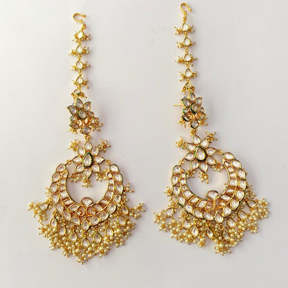 Emerald Gold Plated with Ear chain Earring