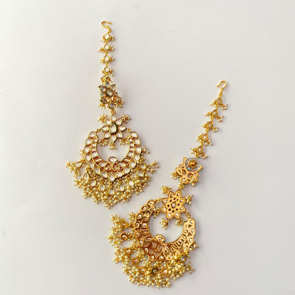 Emerald Gold Plated with Ear chain Earring