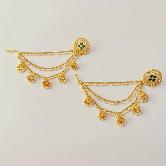 Emerald Moissanite Gold Plated with Layered Ear Chain Earring