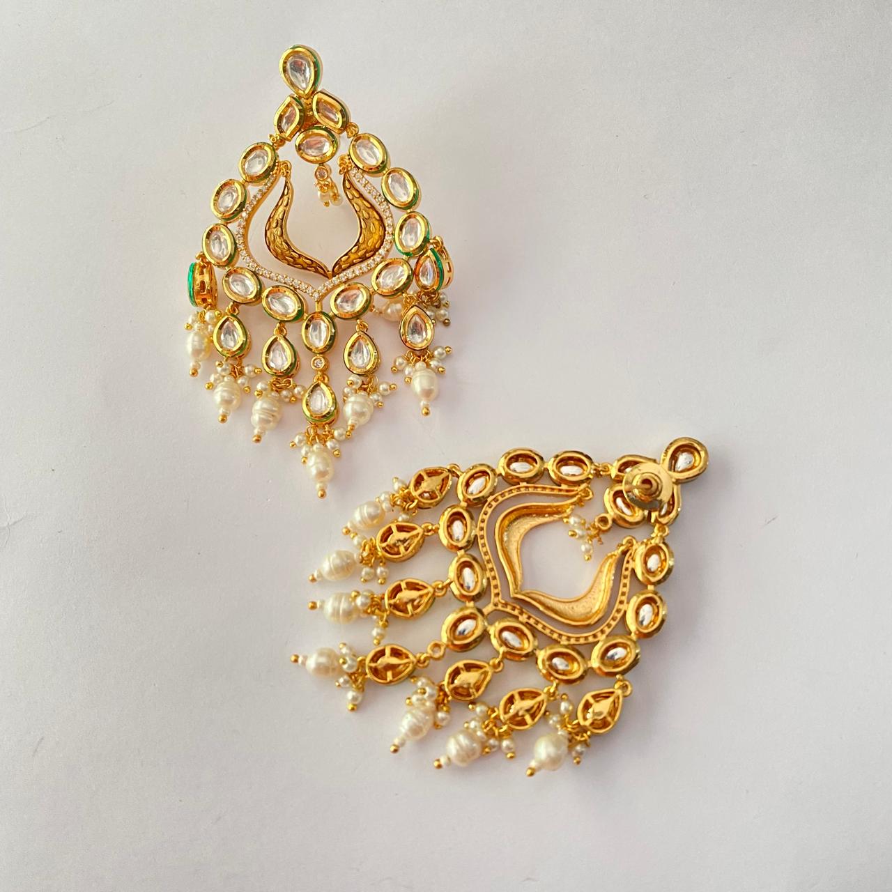 Kundan Gold Plated Delicate Pearl Drops Earring