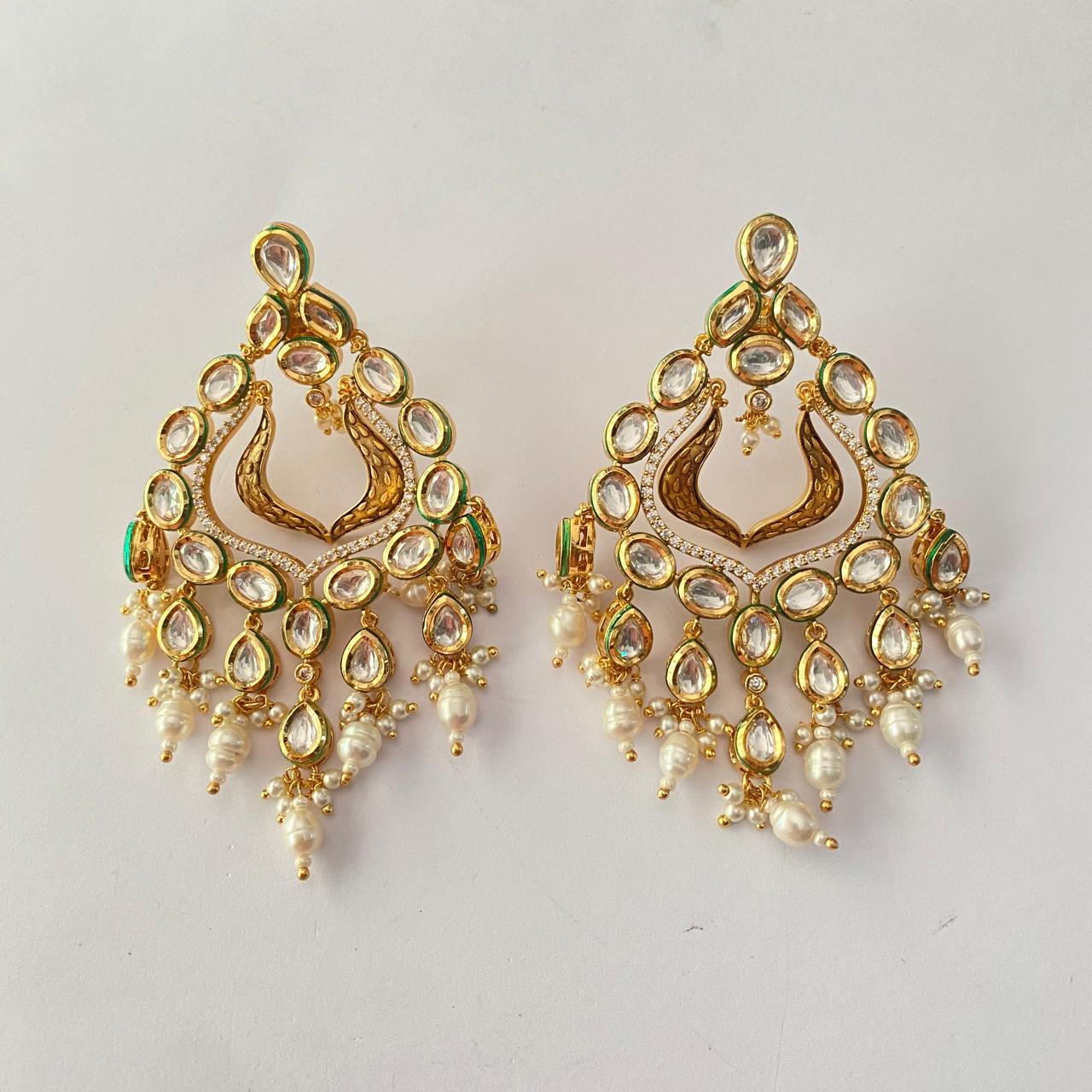 Kundan Gold Plated Delicate Pearl Drops Earring
